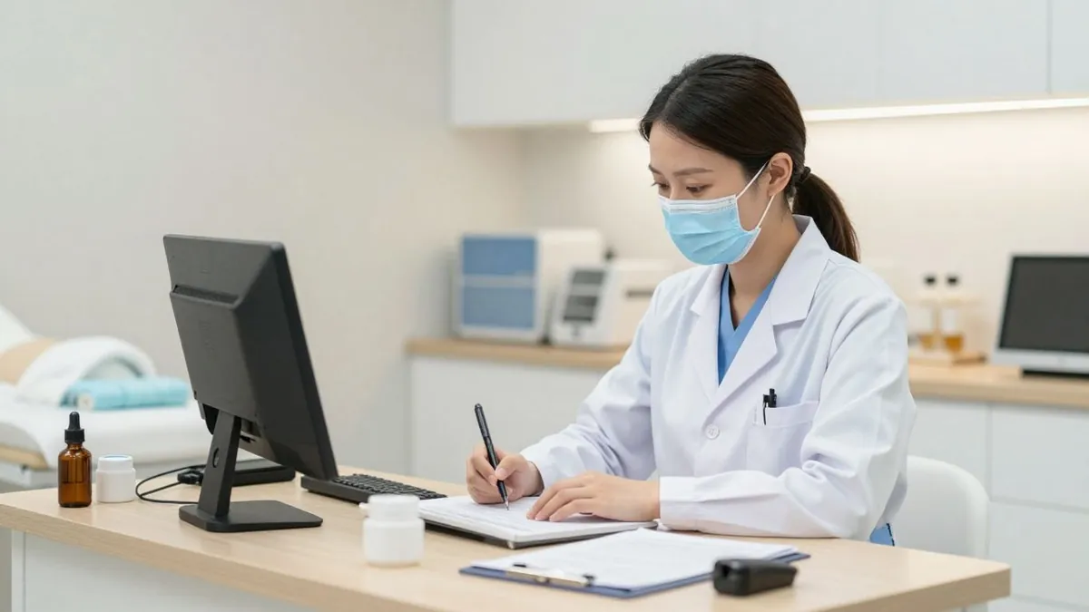 Aplicação cuidadosa realizada em consultório