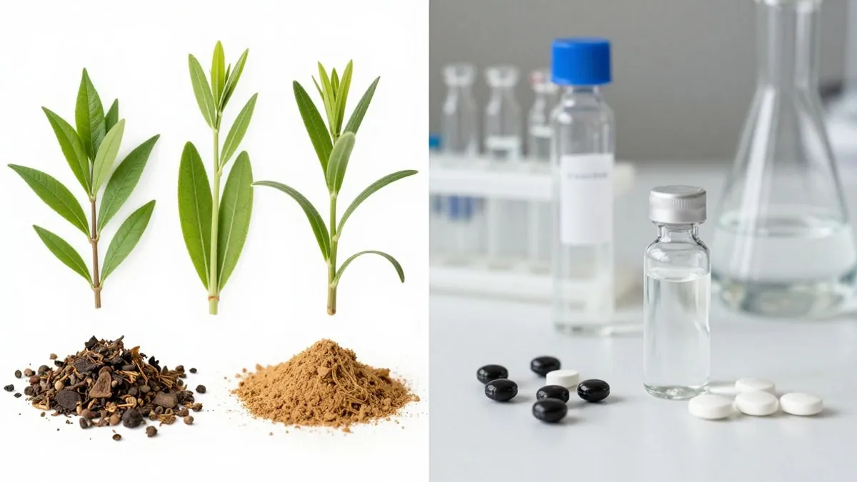 Hormônios bioidênticos e sintéticos em laboratório e natureza.