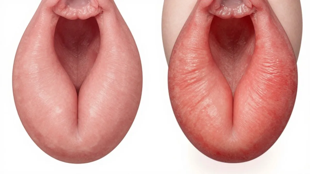 Comparação visual de candidíase e vaginose.