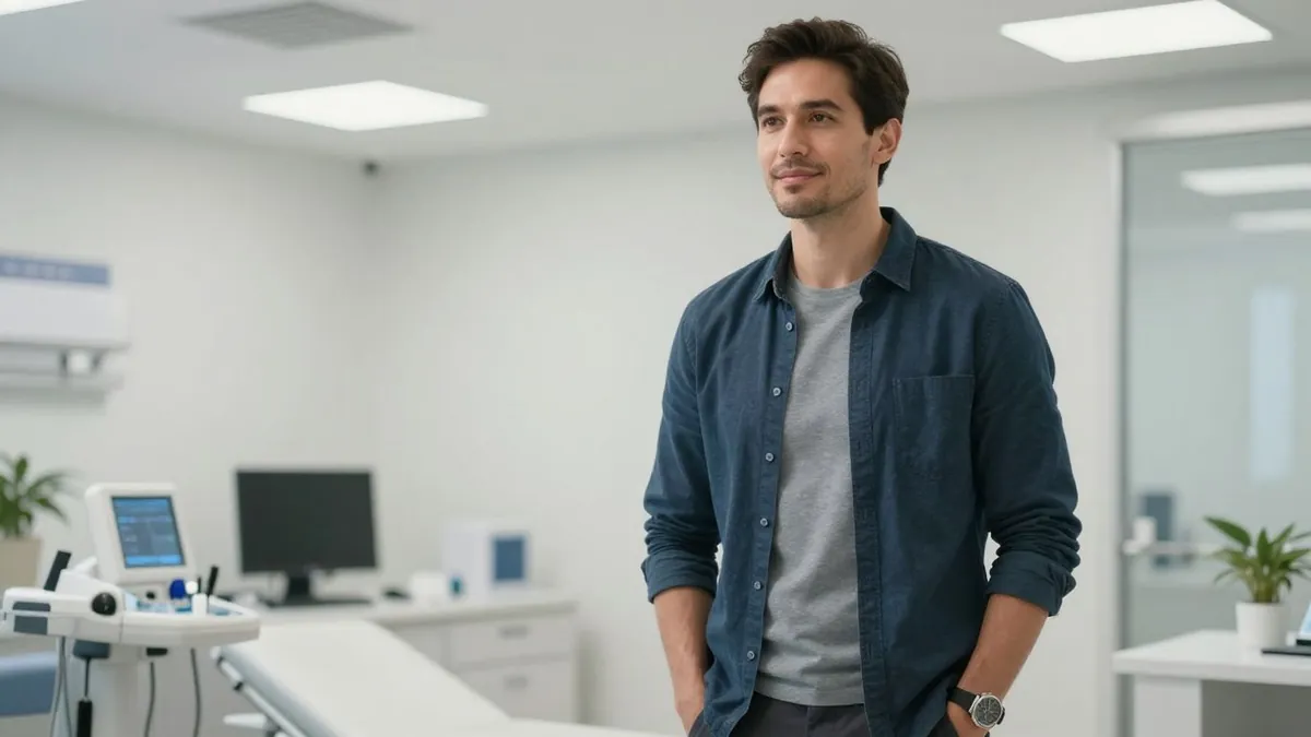 Homem saudável em check-up hormonal masculino