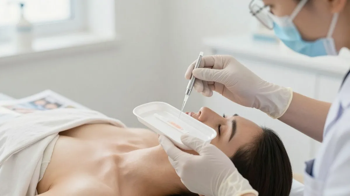 Profissional avaliando segurança de implante hormonal