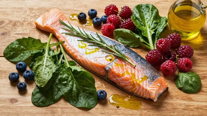 Pratos coloridos com alimentos saudáveis e frescos.