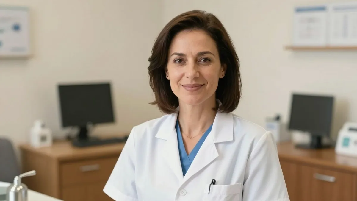 Dra. Renata Belatti em consultório médico.
