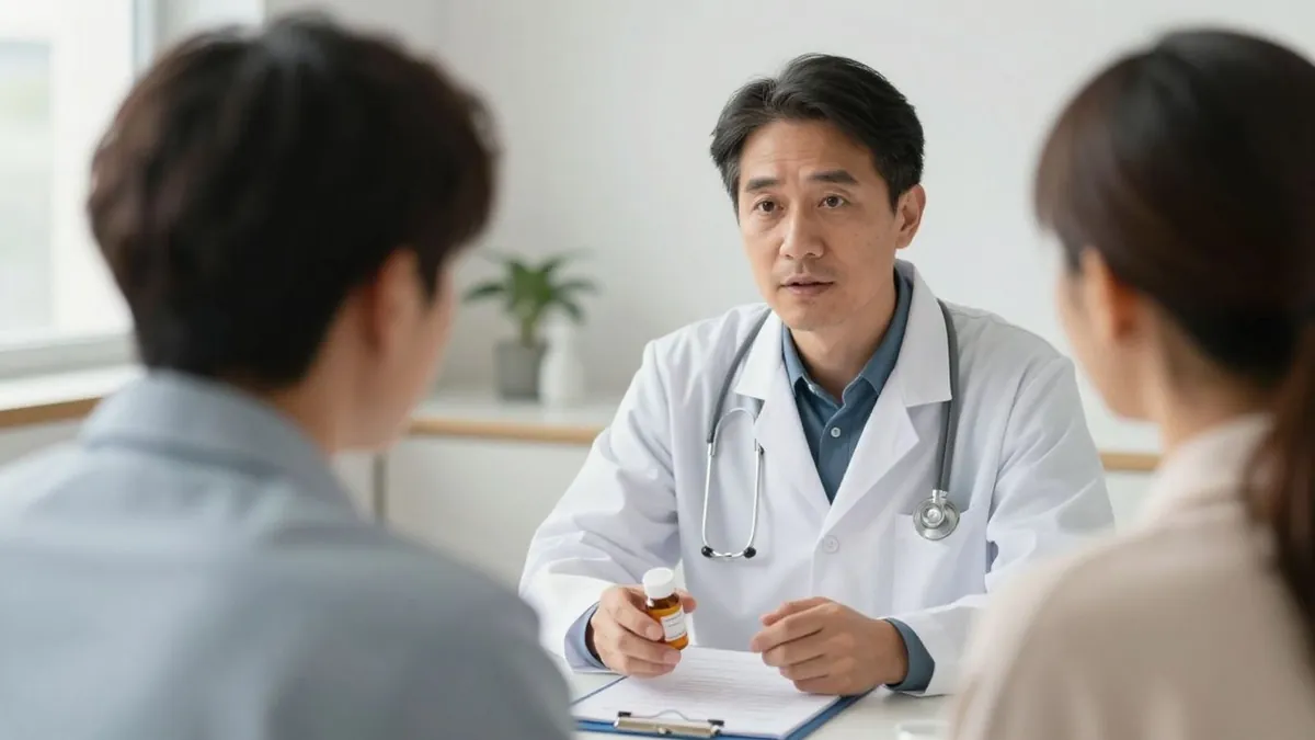 Médica e paciente discutindo tratamento para endometriose.