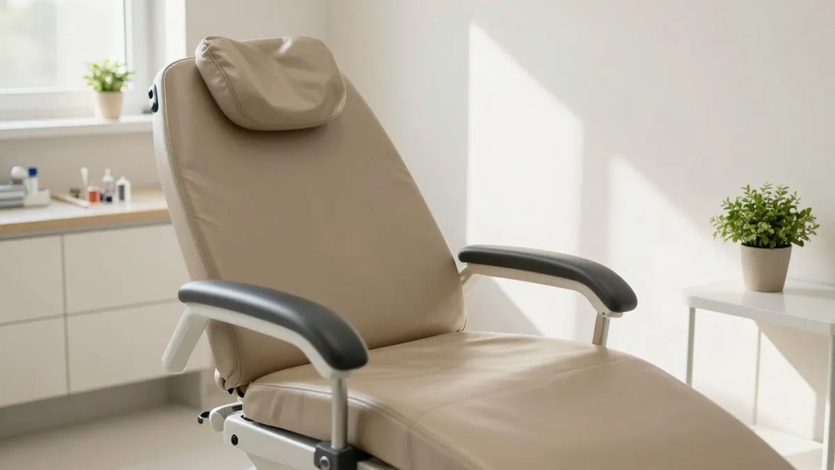 Consultório ginecológico acolhedor e iluminado