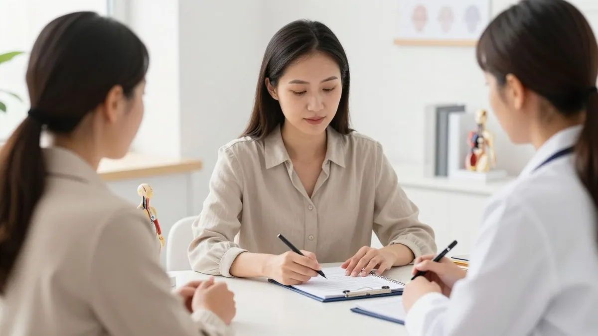 Consulta médica sobre terapia hormonal feminina