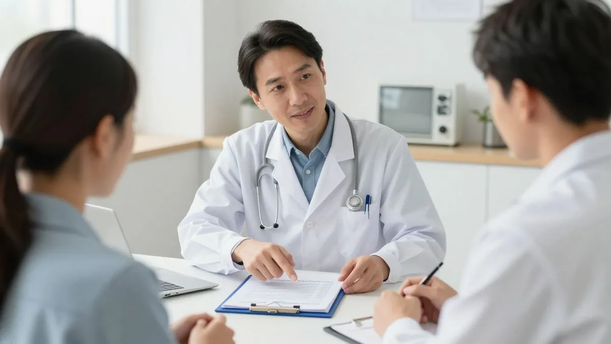 Médico e paciente discutindo plano de saúde para emagrecimento.