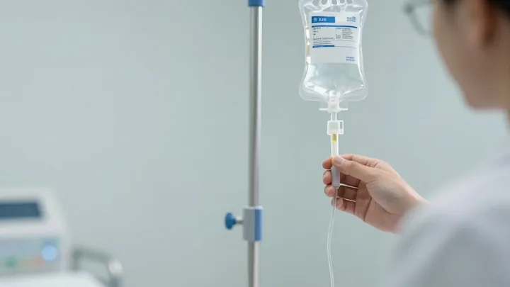 Pessoa recebendo soroterapia para emagrecimento.